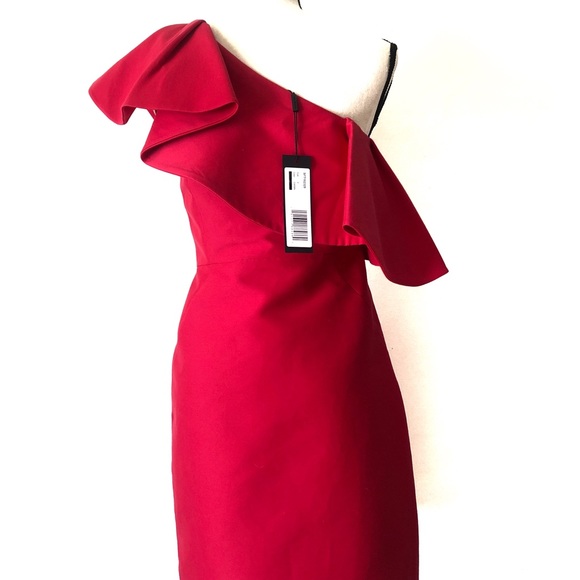 Halston Heritage ruffled one shoulder dress - Picture 5 of 8